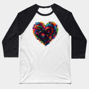 Heart in swirls of neon colors Baseball T-Shirt